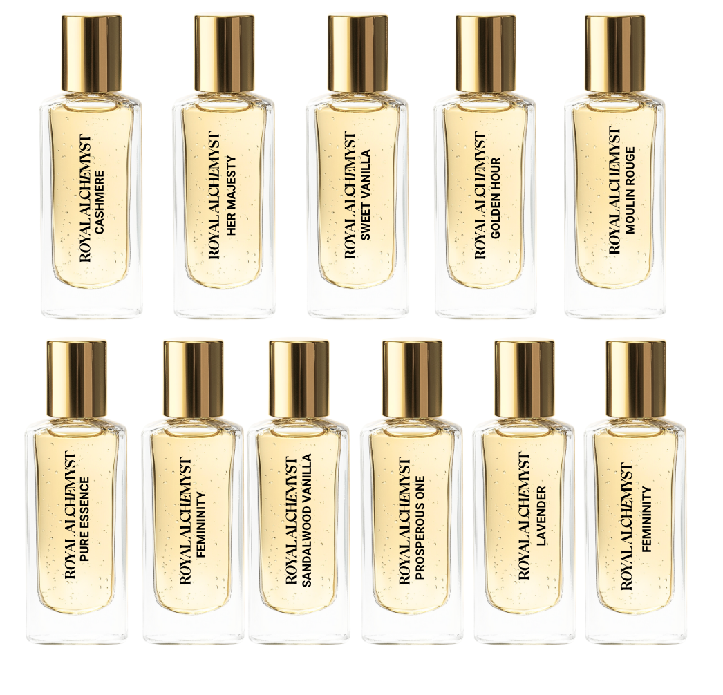 Complete Women's Collection Sample Set (11 Oils) Golden Hour, Cashmere, Sweet Vanilla, Pure Essence, Her Majesty, Moulin Rouge, Sandalwood Vanilla, Femininity, Lavender, Queen of Hearts, Prosperous One